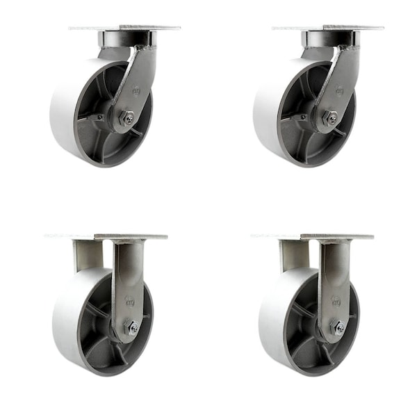 Service Caster 8'' Heavy Duty Semi Steel Cast Iron Caster Set 2 Swivel Locks 2 Rigid, 4PK CRAN-SCC-KP92S830-SSR-BSL-2-R-2 - main
